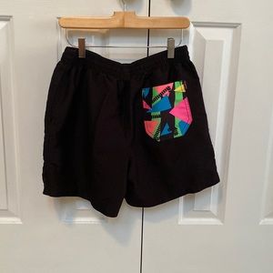 Chubbies swim short trunk mens Large black neon geometric